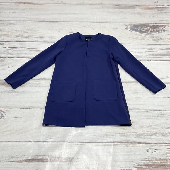 Harlowe & Graham Cardigan Jacket Open Front Blue Size Medium M - Picture 11 of 17